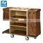 Hotel luxury flambe solid wood cooking trolley