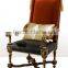 New Arrival Exquisite Victorian Style Replica Solid Wood Carving Leather Chair with Goose Arms and Chinoiserie Back BF12-04074a