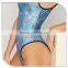 Blue fish pattern women sex swimming suit / sexy swimming suit