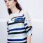 Women's Half Sleeve Stripe Printing Pullover Polyester/Spandex Sweatshirt