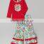 fall turkey embroidery lace ruffle thanksgiving kids clothing sets
