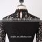 2016 latest design long sleeve high neck lace black evening dresses online shopping