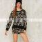 Open Black With Two Ribbon Tie Closures Camo Print Sweatshirt