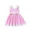 2019 summer New Design Fashion Girls Cute Baby Pink Dress with Bow striped dress