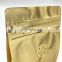 China supplier RTS Ready to ship 1LB 16oz 12oz golden coffee bags flat bottom pouch  bag with ziplock degassing valve zipper