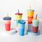 Child Drinking Easy to Clean Plastic Portable Protein Shaker Straw Water Bottle