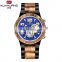 KUNHUANG 1016 Wood Watch Wholesale Men Fashionable 24 Hour Calendar Chronograph Quartz Wrist Watches For Man