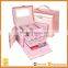 Deluxe pink Pu Leather Jewelry Box Jewelry Case Jewelry Storage Organizer with Travel Case and Lock