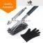 18 Inch Stainless Steel Grill Clean Brush with Bonus Silicone Glove and Food Service Tongs Set Popular Barbecue Tool Set