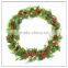 24 inch Decorated Red /Yellow/White Pine Sprinkle PET Wreath With Christmas Oranments