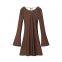 Saia ajustada para meninas femininas e picantes no estilo europeu e americano em tons terrosos com la?os nas costas e estilo de vestido único.