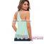 Light Blue Scalloped Lace wholesale safety Tank Top ladies sexy vest