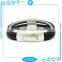 White Real Sheepskin Leather Bracelets with Zircons for Ladies