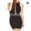 Voile splicing backless sleeveless black sexy mini dress women dress club