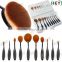 Hot Selling 10pcs Oval Makeup Brushes high quality toothbrush makeup brush set