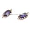 19.5*9mm Fashion Long Square Classic Gold South Korean Style Copper Bezel Connector Purple Gemstone Jewelry Accessories