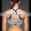 Hot girl abstract printed sports bra with crisscross straps on the back yoga fitness sports bra office In Unite State (USA)