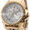 ORKINA Men's Stopwatch Chrono Golden Stainless Steel Casual Quartz Wrist Watch
