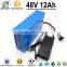 Manufacturer OEM 48 volt li-ion battery pack 12ah with 3.7V 6P13S BMS Charger