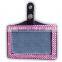 ID Holder with Pink Gem, High Quality Promotion Gift PU Leather Badge Holder with Crystal Gem Decoration