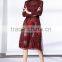 Pleat large sized spring lace splicing printed dress for women