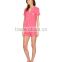 Pink Short Pyjamas Set Contrast Piping New York Pajamas Sleepwear Clothing Short Sleeves And Short Pants Shirttail Hem Nightwear