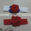4th of July girl flower hairband cotton ruffle elastic craft kids headband 2016 hot sale wholesale