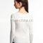 2016 Guangzhou Shandao Autumn Casual Style Women Daily Wear Long Sleeve Round Neck Slim White Rayon Tops