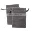 Velvet Jewelry Bags Drawstring Rectangle Gray 91x67mm