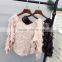 B22669A Sweet temperament feather tassel V-neek Lantern Sleeve Chiffon shirt