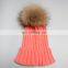 2016 popular raccoon fur ball/pom pom fashion winter hats for girl