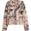 CHEFON Printed viscose woven sexy long sleeve party blouses design