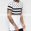 round neck rubber printing t shirts with two side zipper