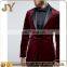 American Europe Style Skinny Smocking Burgundy Velvet Jackets with Single Button Opening Male Clothing JYABE007