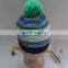 Hot sale fashion knit stripe winter bobble hat