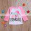 Baby Girl Pink Shirts Letter Print Kids raglan ruffle sleeve Tops for 1-6T