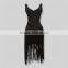 new style deep v neck hand-beading tassels fashion bandage dress
