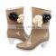 Camellia accessory woman high heel waterproof half rain boots