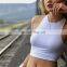 Summer Slim Render Short Top Sexy Women Sleeveless O Croptops Tank Tops Solid Black/White Crop Vest Tops Wholesale