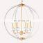 Modern ball fixture frame candle lamp holder 6 light gold dining room bedroom pendant lamp