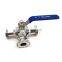 clamp stainless steel sanitary three way one piece  ball valve