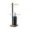 High Quality Multifunctional Stand BambooToilet Brush and Paper Roll Holder Set