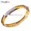 Classic Round Plain Cuff Ladies Fancy Designer 2-Tone Plated CZ New Design Women Bangles