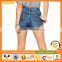 OEM Service 100% Cotton High Rise Denim Jeans Shorts With Raw Hem In Waterfall Mid Wash For Women Wholesale