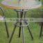 round outdoor rattan table with tempering glass