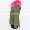LO9 2015 hot sell top fashion colorful real fur parke coat for women