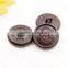 custom brown leather covered shank button