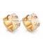 High Polished Crystal Hoop Ear Earrings Matte Finished Good Wide Clip On Earring Jewelry For Women