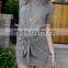 2016 Autumn Hot Sale Gray Ruffle Slim Mini Dresses Elegant Women Belted Mini Dresses DME-A08