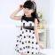 New arrival girls cotton polka dots princess dress turtleneck sleeveless girls dress